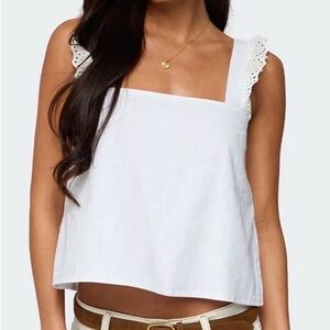 Edikted White Eyelet Strap Crop Top